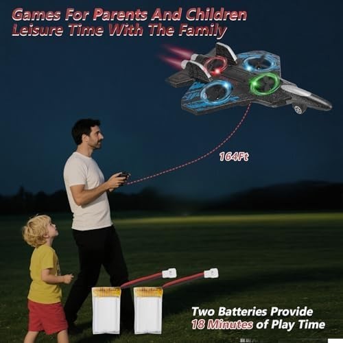 Foam RC Plane Toy for Kids with LED Lights, 360° Flip & Stunt Roll