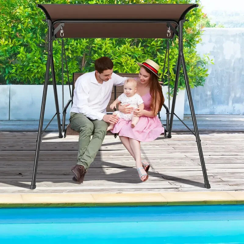 2-Seater Garden Swing Chair w/ Canopy & Cushions Patio Porch Glider Seat