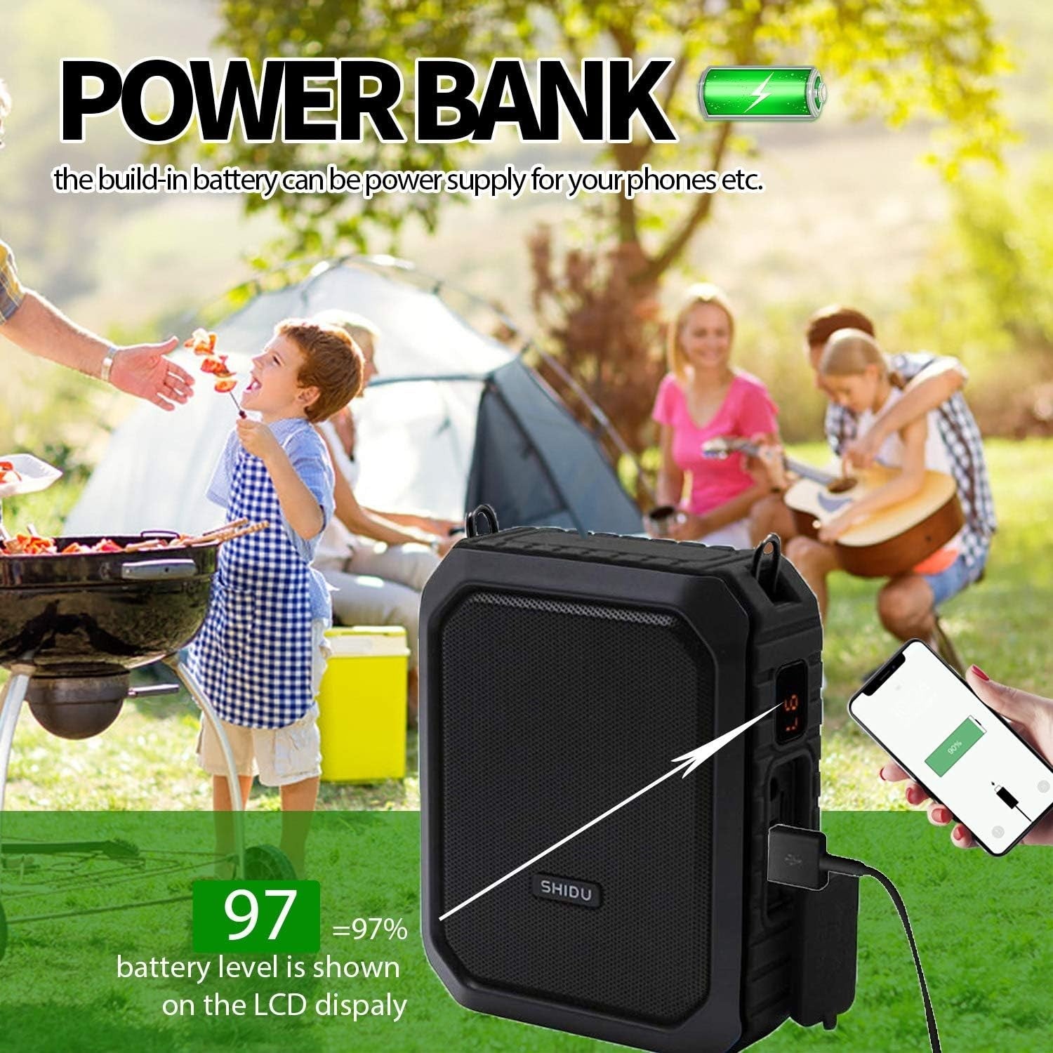 18W Portable Voice Amplifier Bluetooth Waterproof PA