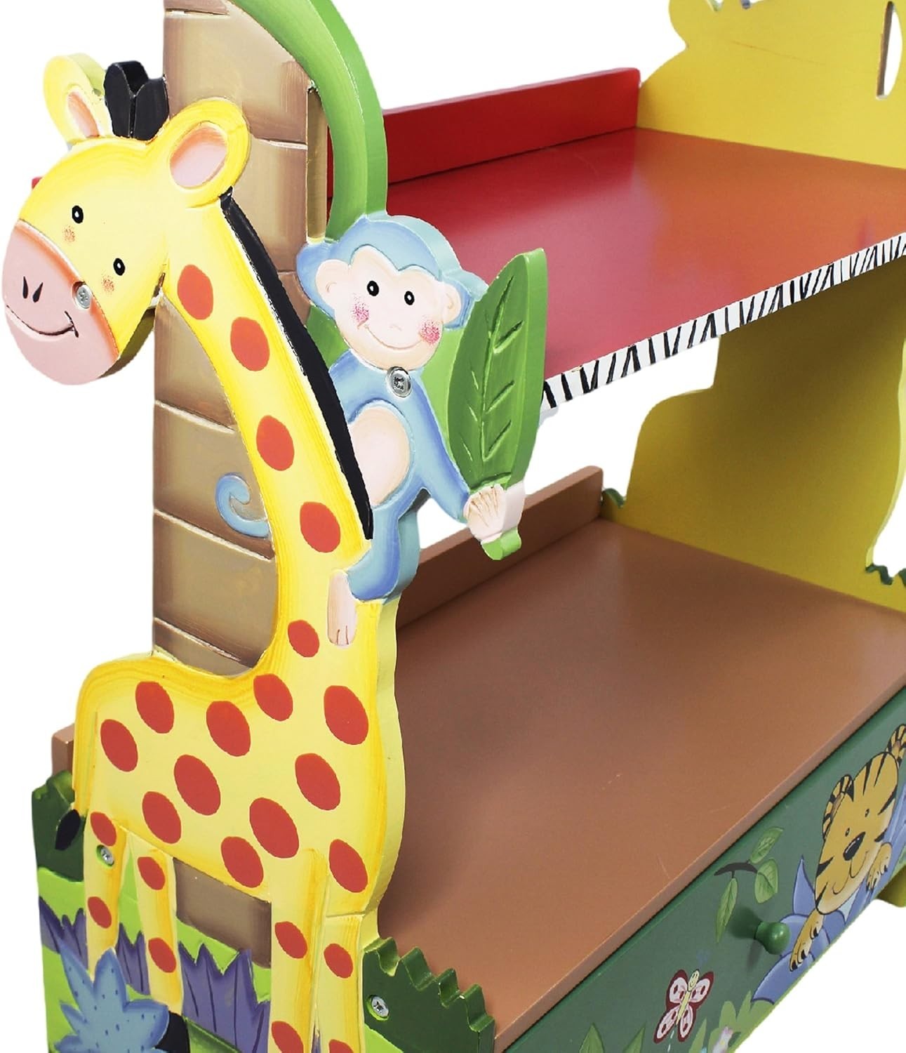 Safari-Themed Kids Bookshelf with Drawers, Large Wooden Storage Unit 96cm