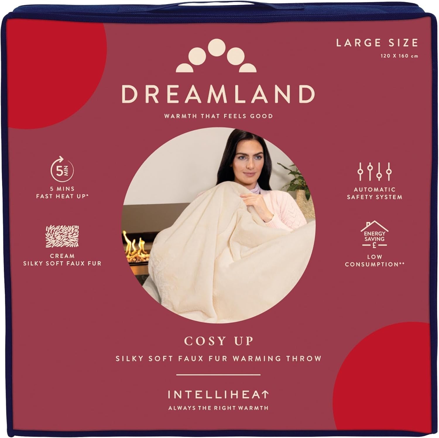 Electric Heated Throw Blanket 160x120cm Faux Fur 6 Heat Settings Timer