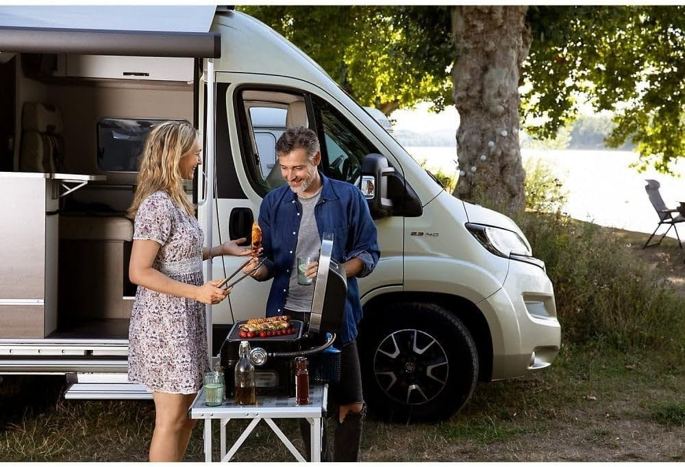 Portable Gas BBQ Grill Tabletop Outdoor Camping Picnic Caravan Compact High Heat