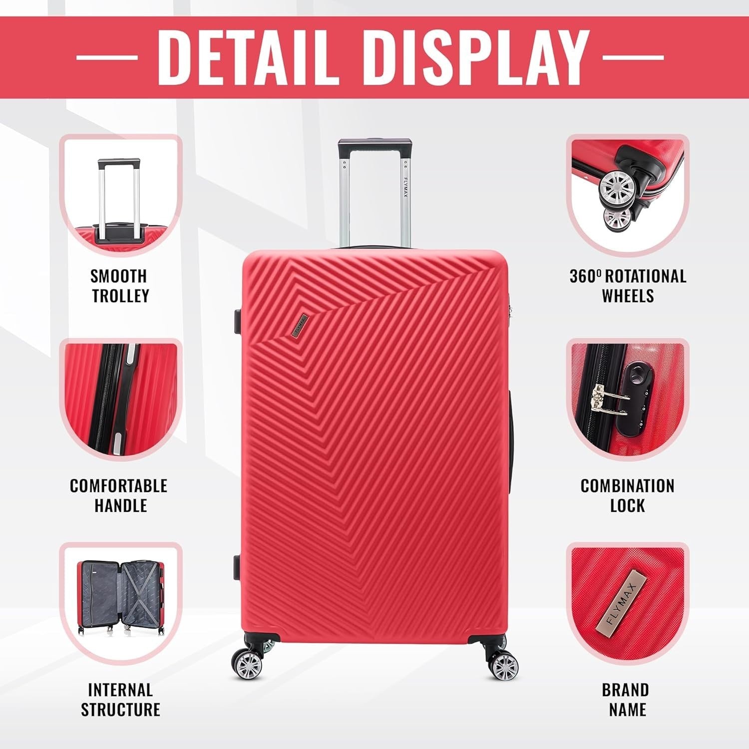 32” Extra Large Check-In Suitcase ABS Hard Shell 4 Wheel Spinner 125L Lock