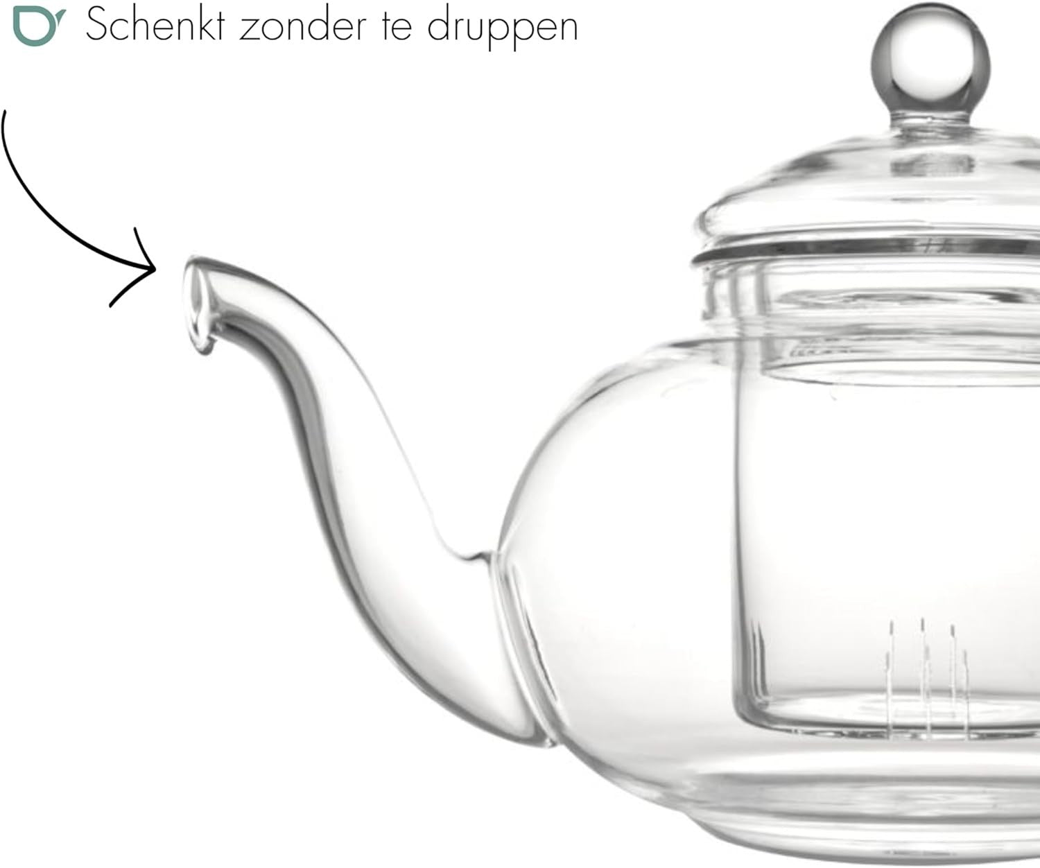 1.5L Glass Teapot with Filter Borosilicate Tea Pot Dishwasher Safe