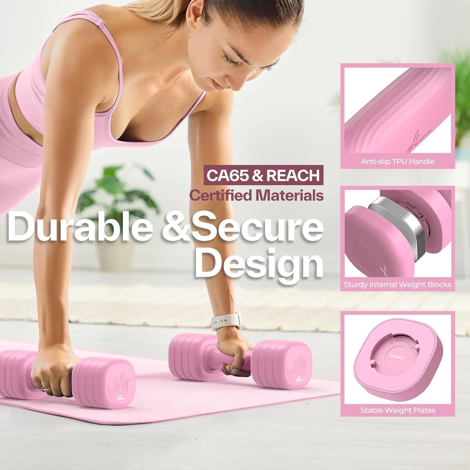 4-in-1 Women’s Adjustable Hand Weights 1–2.5kg Non Slip Fitness Set