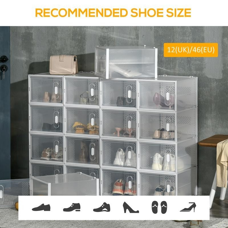 Clear Stackable Shoe Boxes – 18PC Set with Magnetic Doors & Air Vents