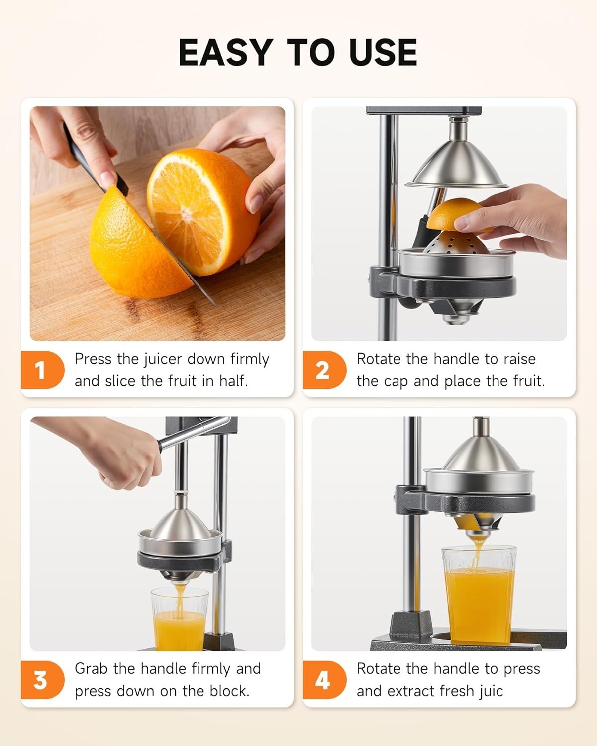 Heavy Duty Manual Citrus Press Juicer with Dual Plates Lemon Orange