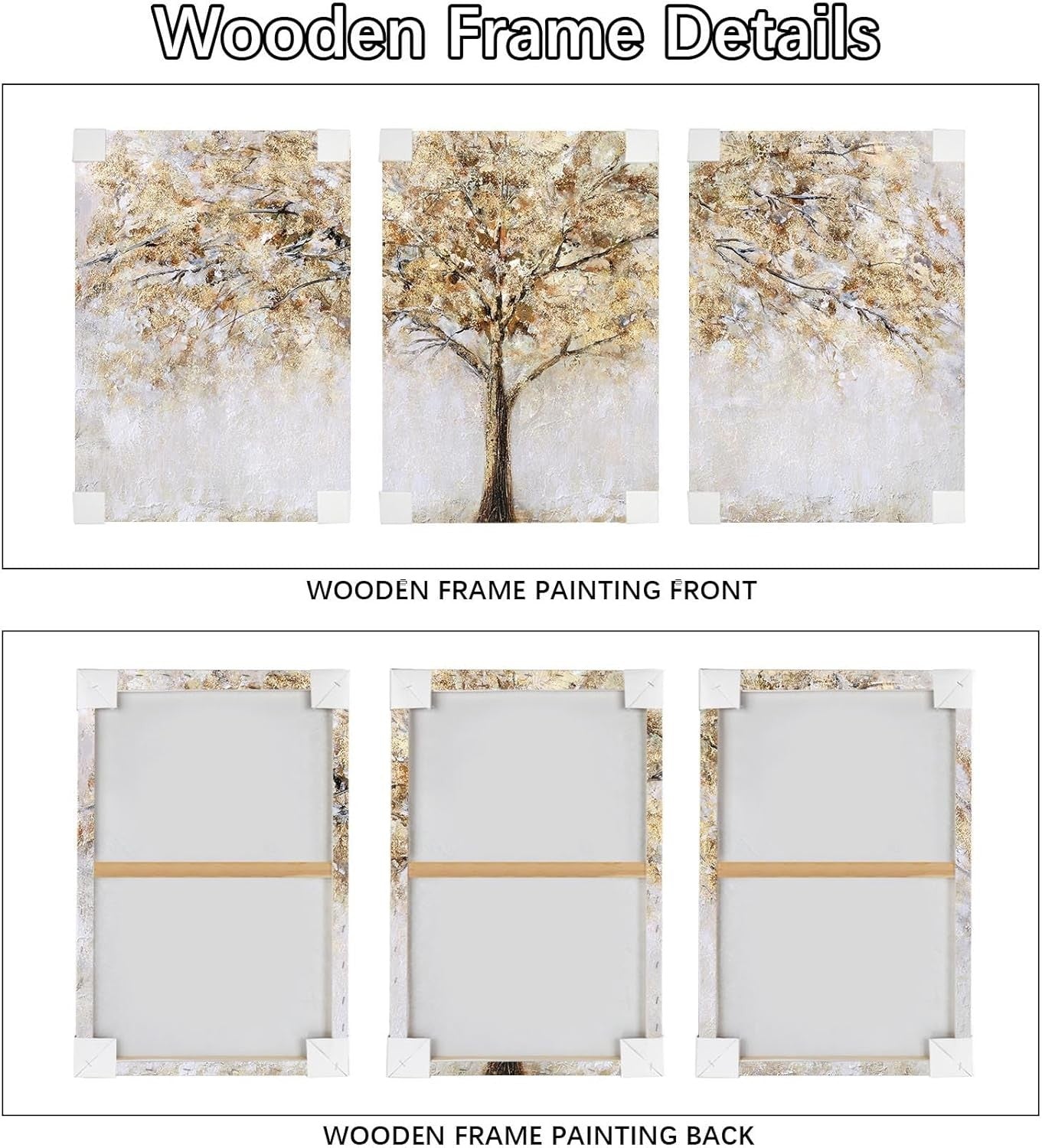 Tree of Life Wall Art Set of 3 Framed Canvas 30x40cm
