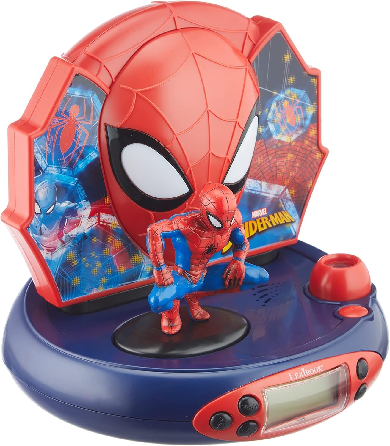 Kids Superhero Projector Alarm Clock Night Light Sound Effects Battery