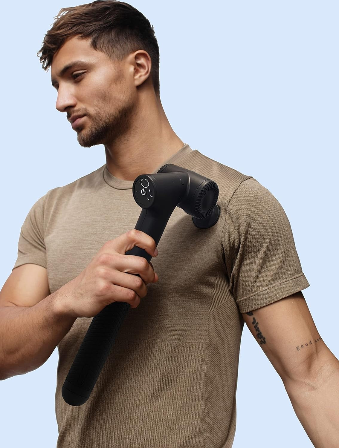 Heated Massage Gun Deep Tissue Back Massager Articulating Handle 7 Heads