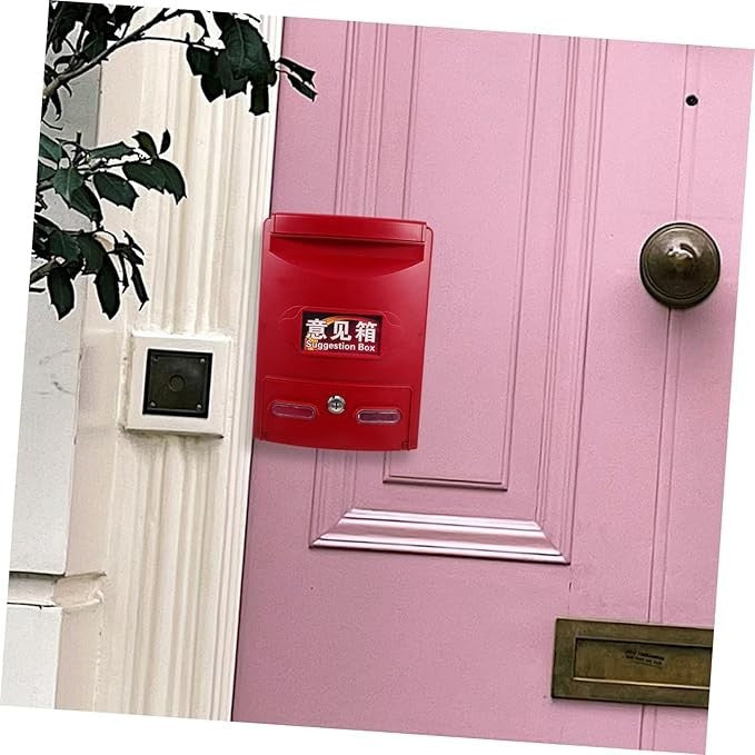 Lockable Wall Mount Mailbox Red ABS Weatherproof Secure Post Box 28.5x21.5x8cm