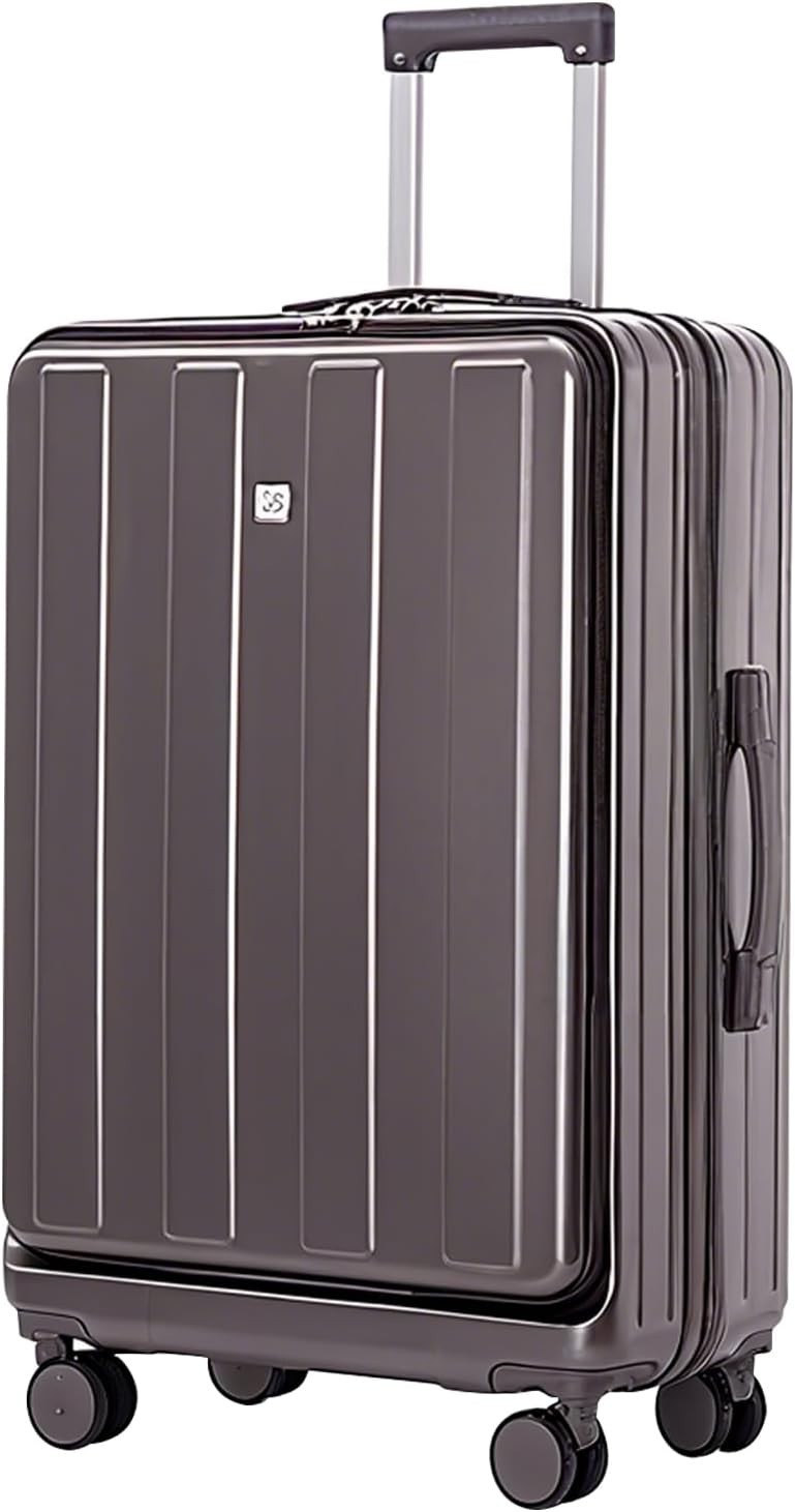 Gray 20” Cabin Spinner Suitcase Hard Shell USB Charging Carry On