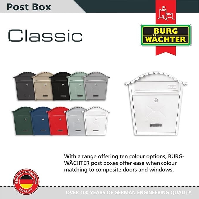 Wall Mounted Lockable Weatherproof Steel Post Box Secure Mail Slot 36x37x13cm