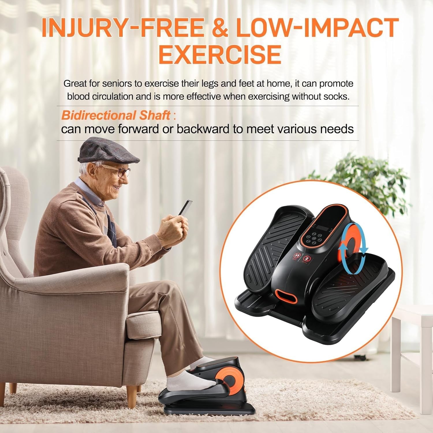 Under Desk Elliptical Electric Quiet Seated Pedal Leg Exerciser Remote