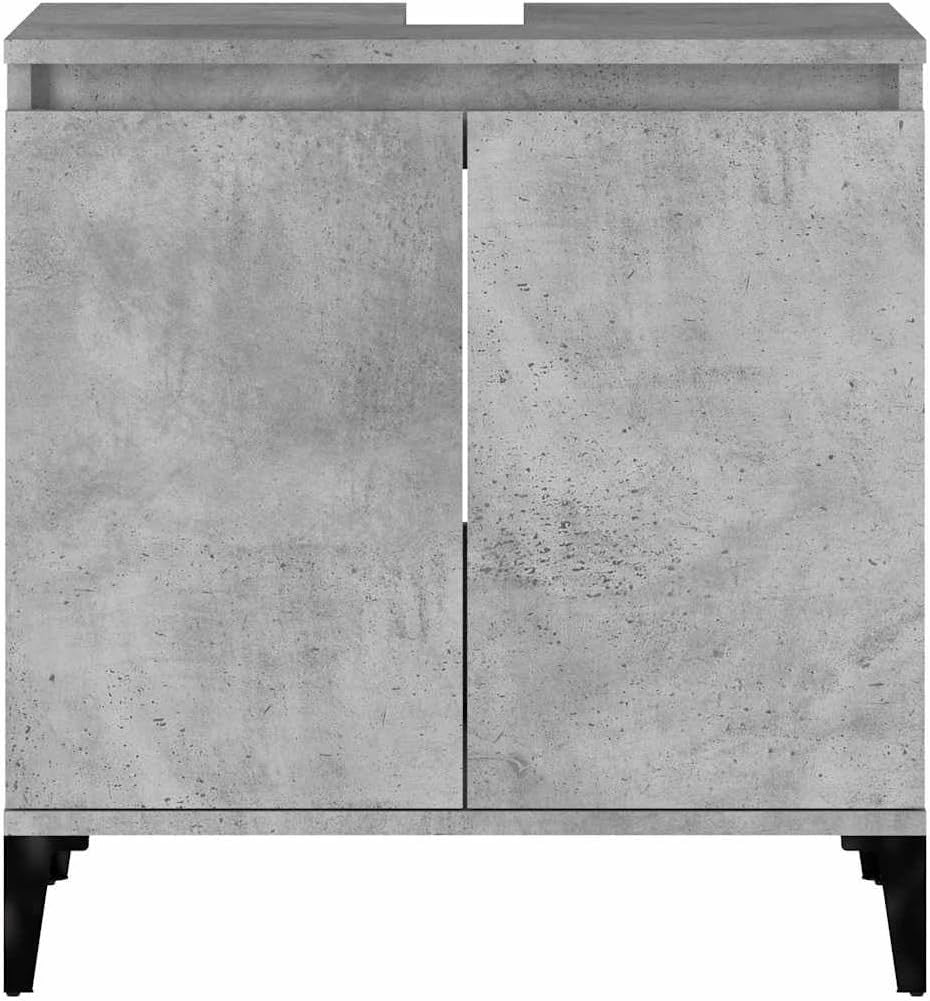 Concrete Grey Bathroom Sink Cabinet | 58x33x60cm Modern Under Sink Storage