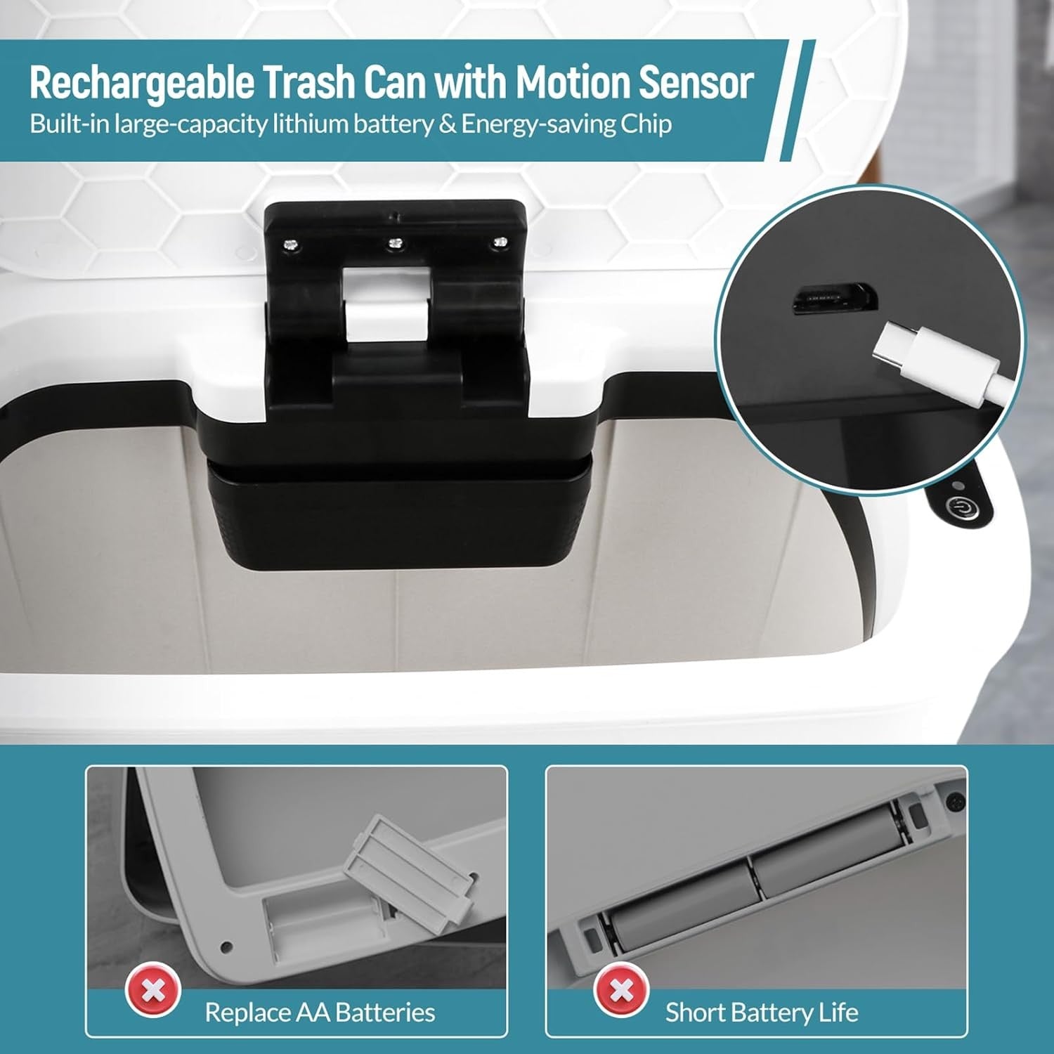 5-Gallon Touchless Smart Bathroom Trash Can – Slim Sensor Bin