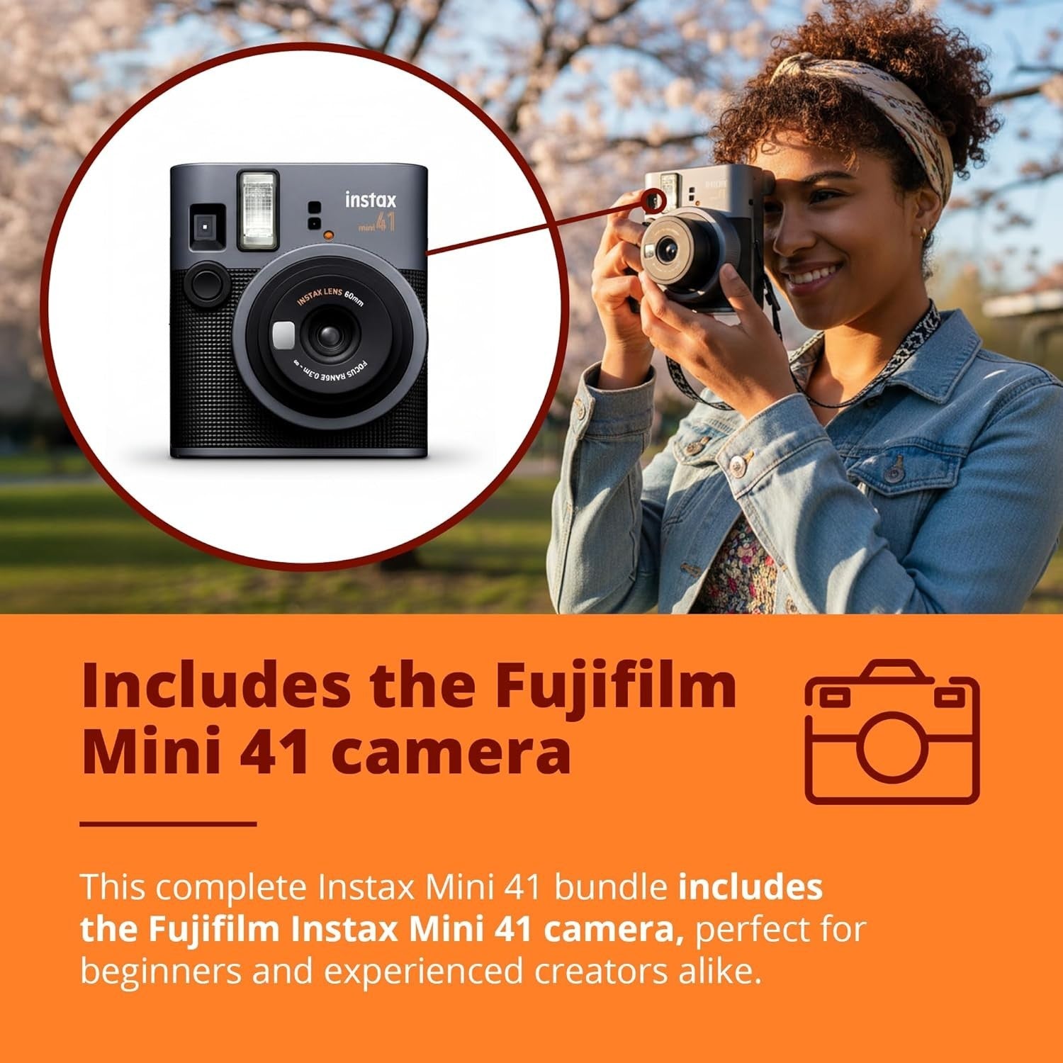 Instant Camera Bundle 40 Film Shots Case Album Selfie Mirror Kit