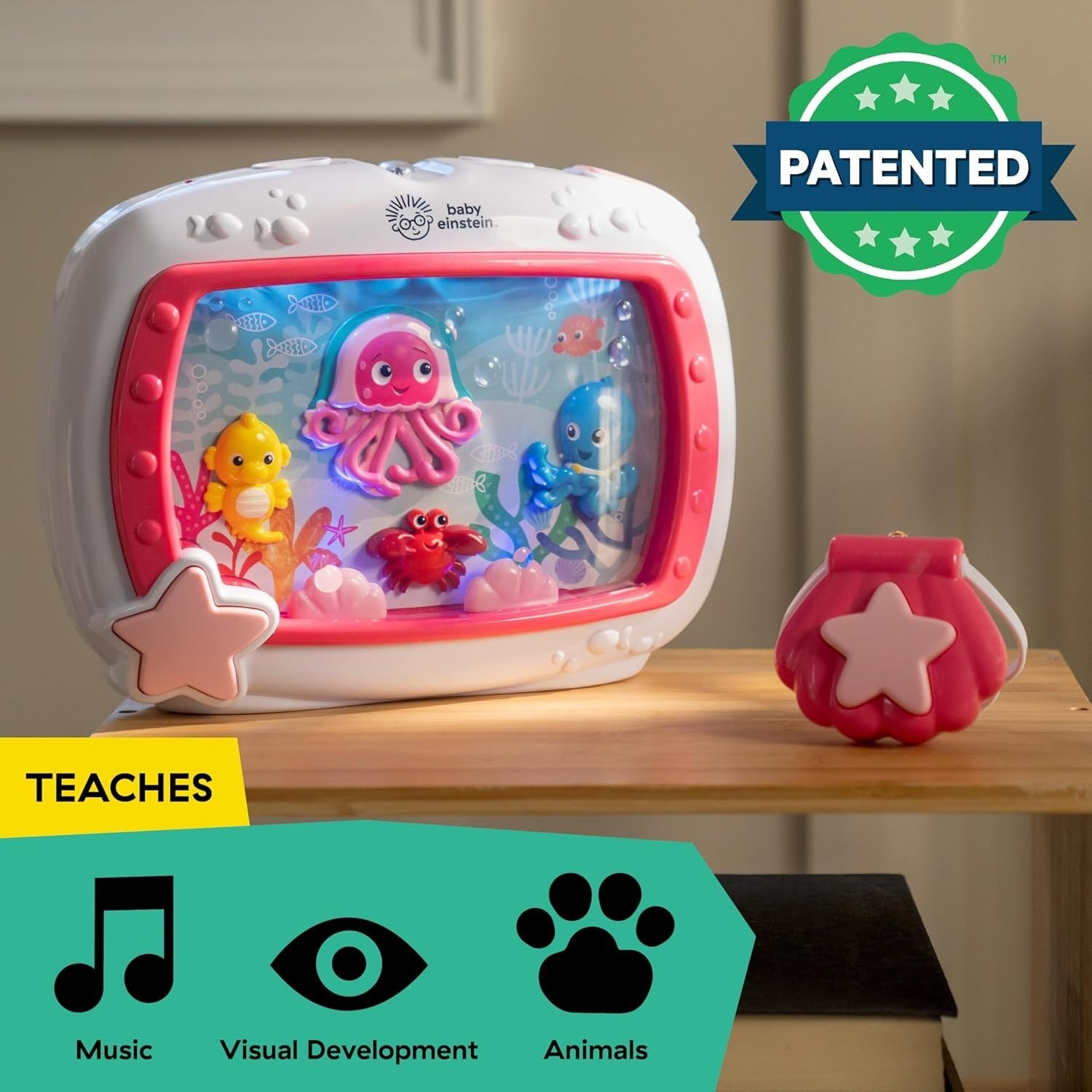 Baby Sleep Soother & Crib Toy – Light Effects, Remote, Pink, Infant Newborn