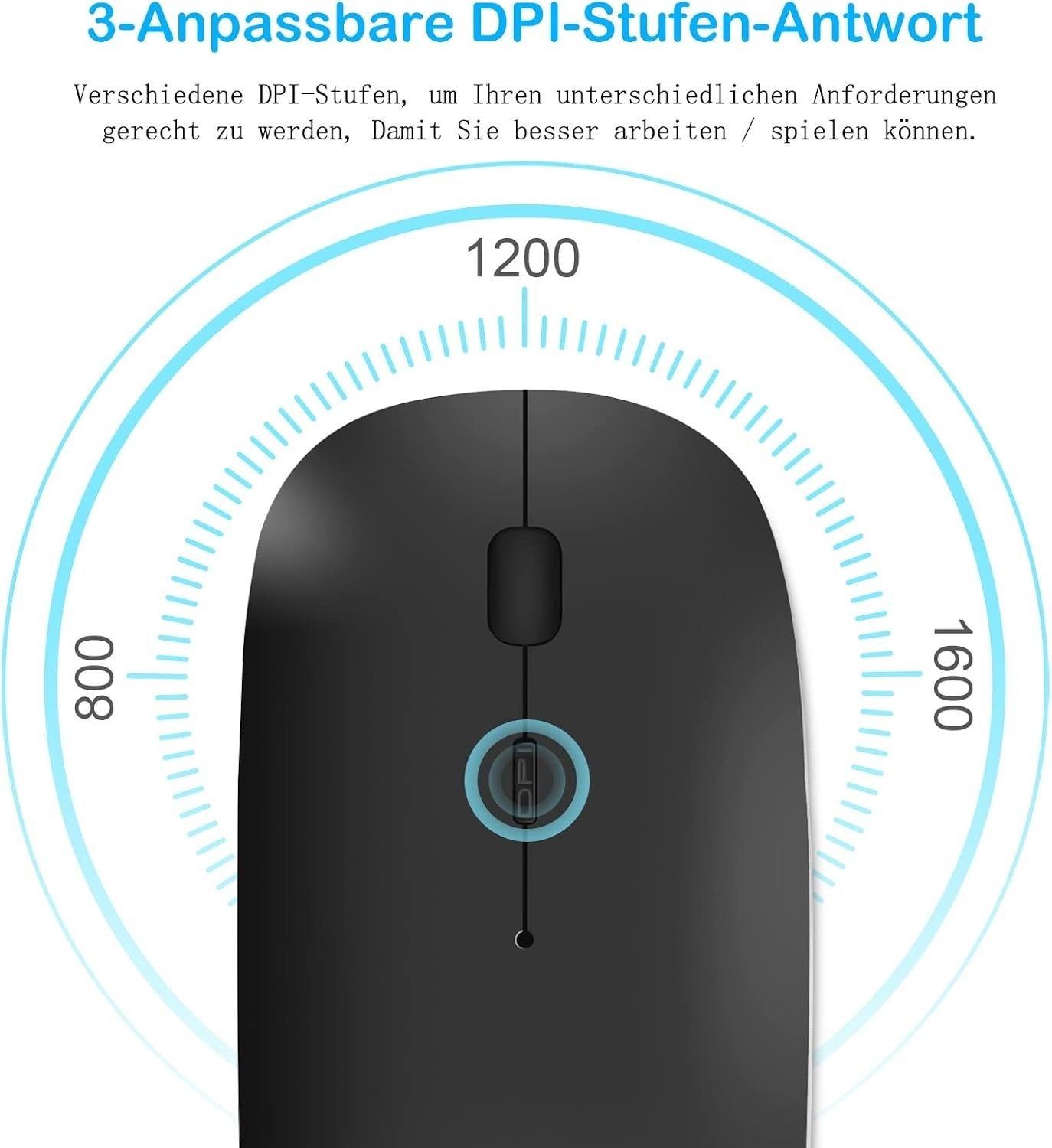 Wireless Bluetooth Mouse Rechargeable Ultra Slim Silent Click Lightweight Black