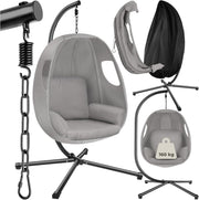 Swivel Hanging Egg Chair with Stand & Comfort Cushion for Indoor Outdoor Use