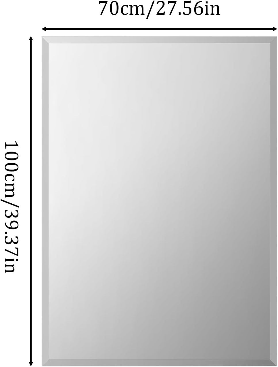 Frameless Wall Mirror 70x100cm Beveled Glass Vanity for Bathroom & Hall
