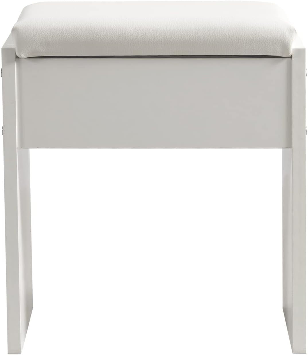 White Soft Padded Vanity Stool Modern Wooden Dressing Table Chair 41x35x45cm