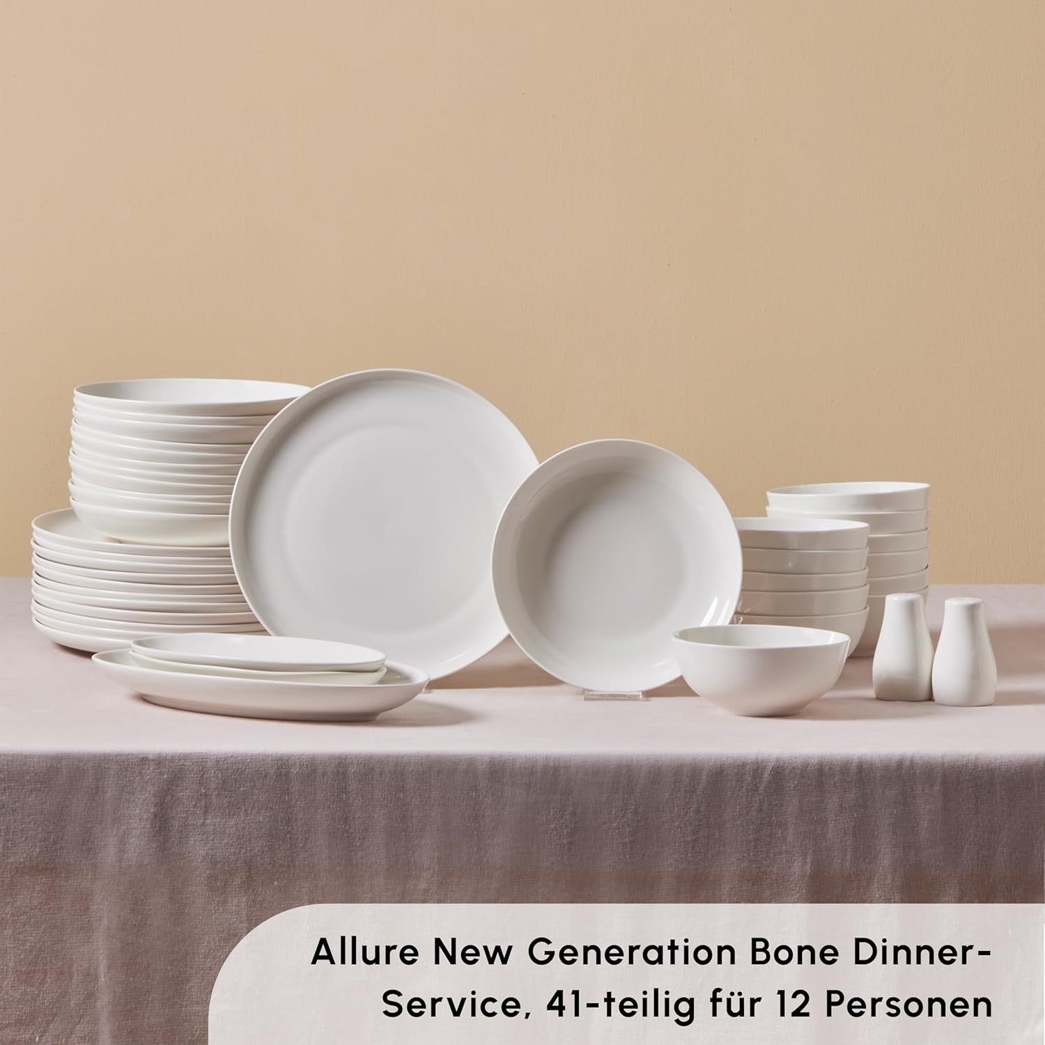 41pc Bone China Dinnerware Set Plates Bowls Cups Minimalist Tableware