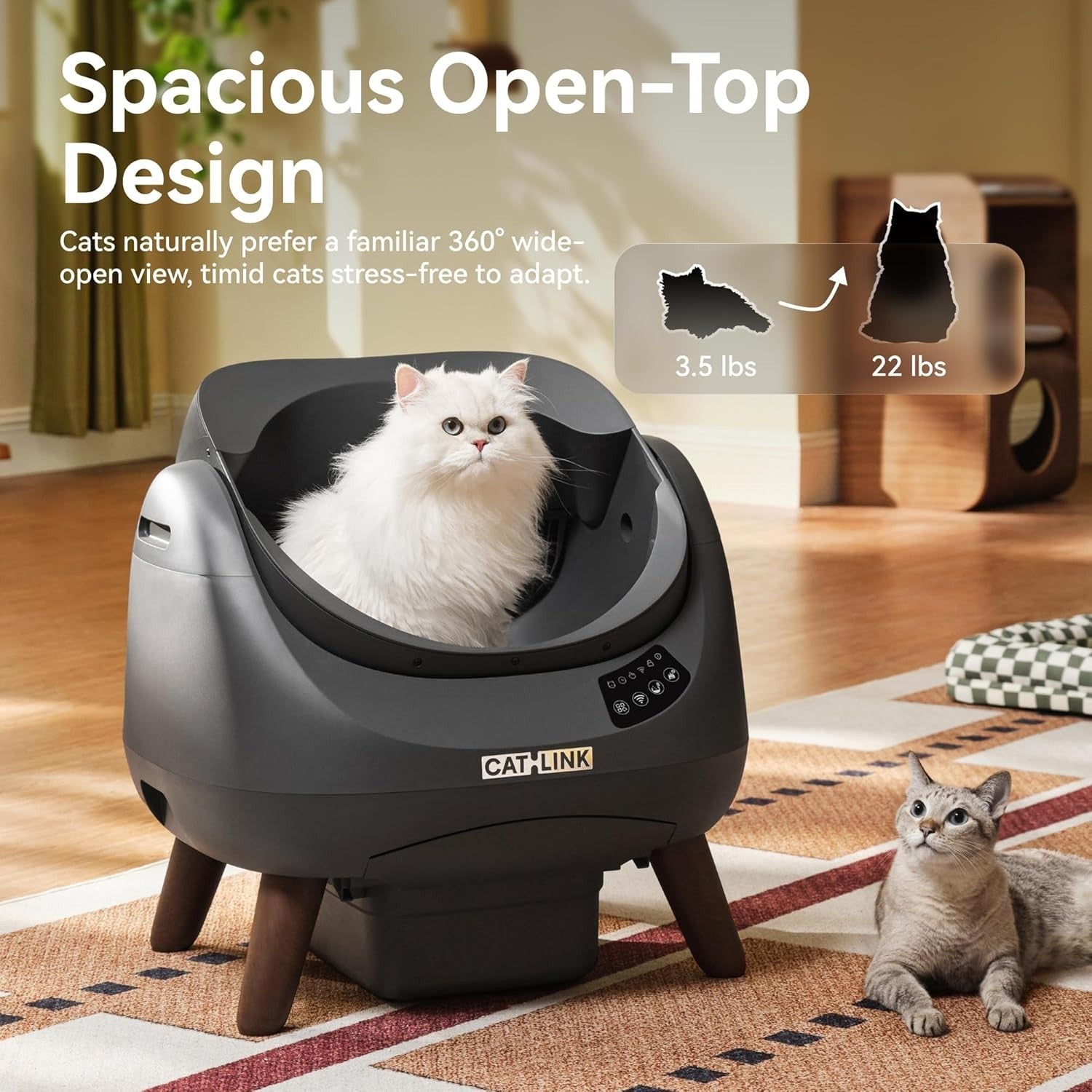 Self Cleaning Cat Litter Box APP Control AI Health Monitor Open Top