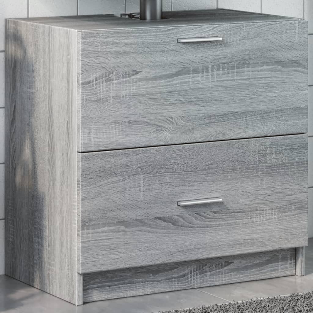 Grey Sonoma Bathroom Sink Cabinet 59x37x59cm Modern Under Sink Vanity Storage