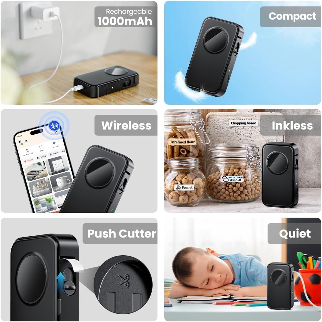 Mini Bluetooth Label Maker Portable Thermal Sticker Printe