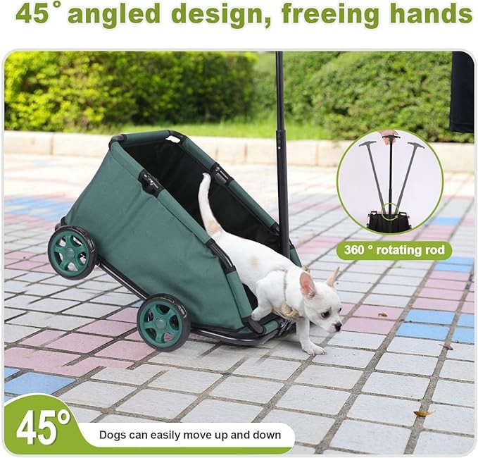 Pull Handle Pet Wagon for Small Dogs Foldable Travel Cart with Wheels