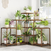 5 Tier Wooden Plant Stand Indoor Outdoor Corner Shelf for Multiple Flower Pots