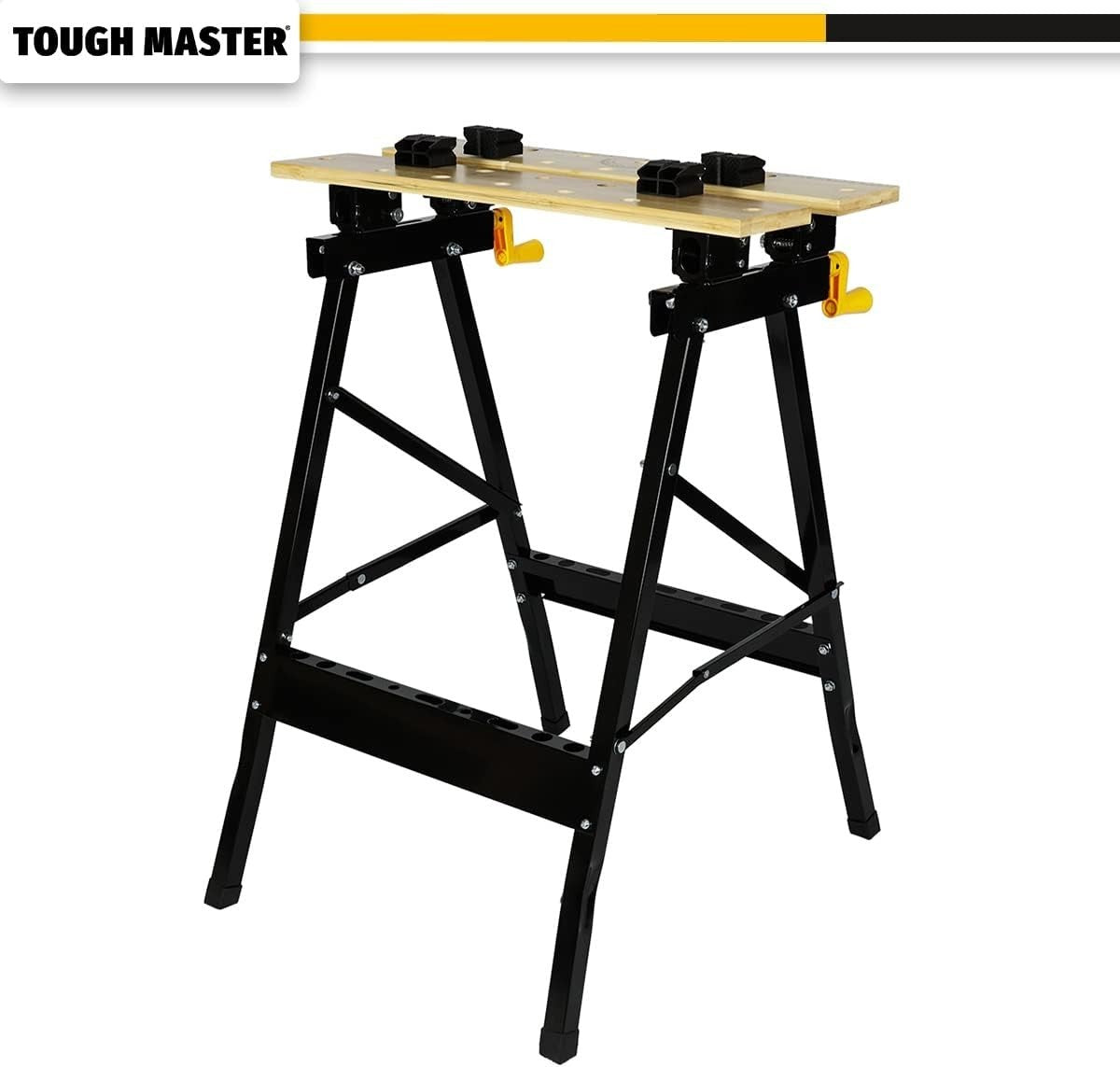 Foldable Workbench 100kg Steel Frame Bamboo Top Clamping Table Portable