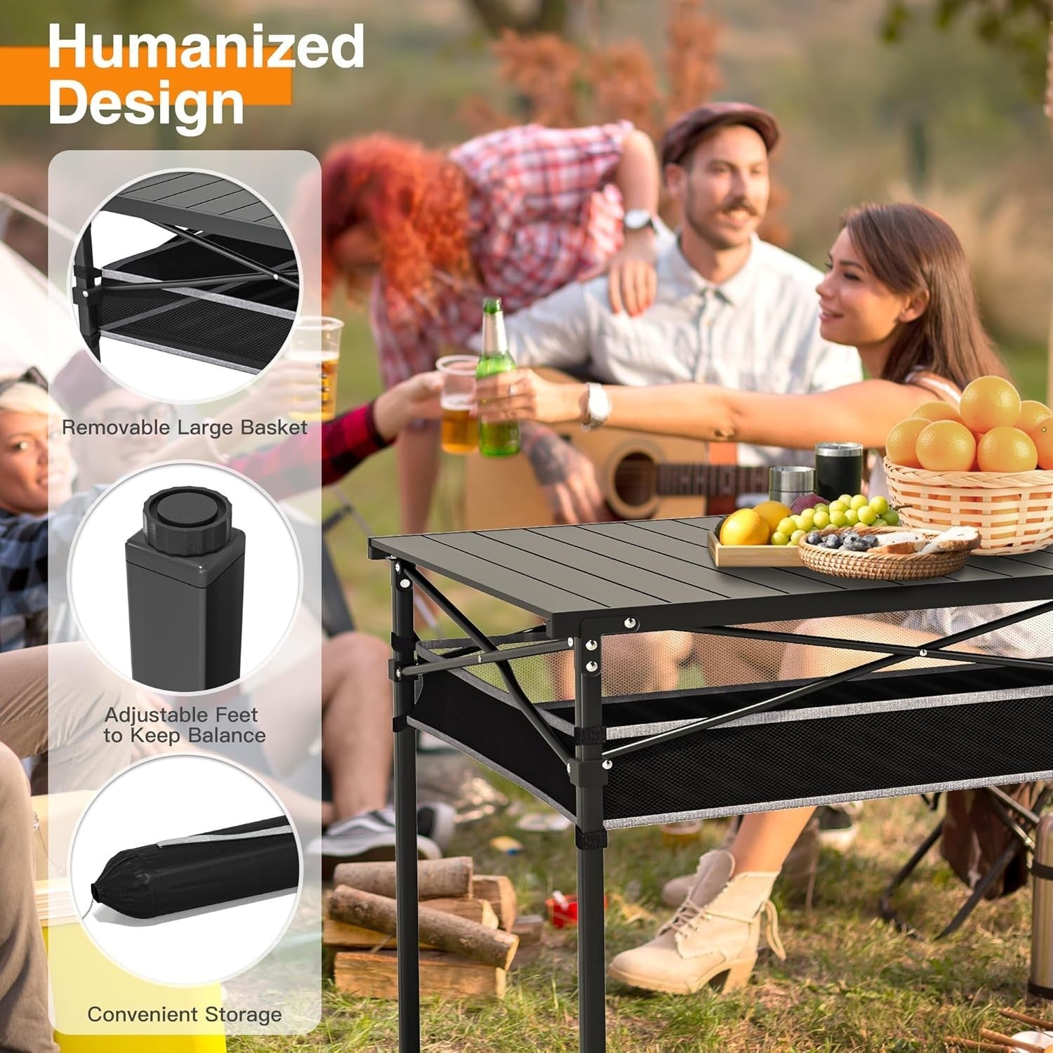 Folding Camping Table Aluminium Roll-Up BBQ Garden Picnic 100kg Load