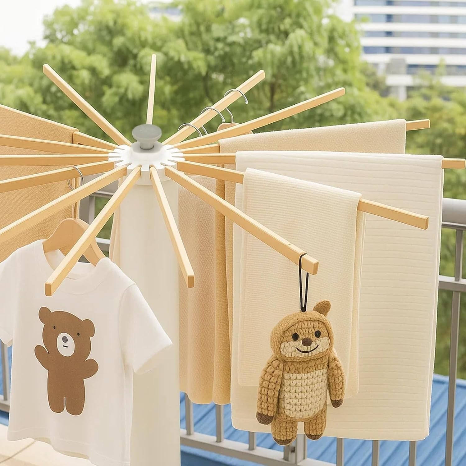 Wooden Clothes Airer Tripod Folding Laundry Drying Rack Portable