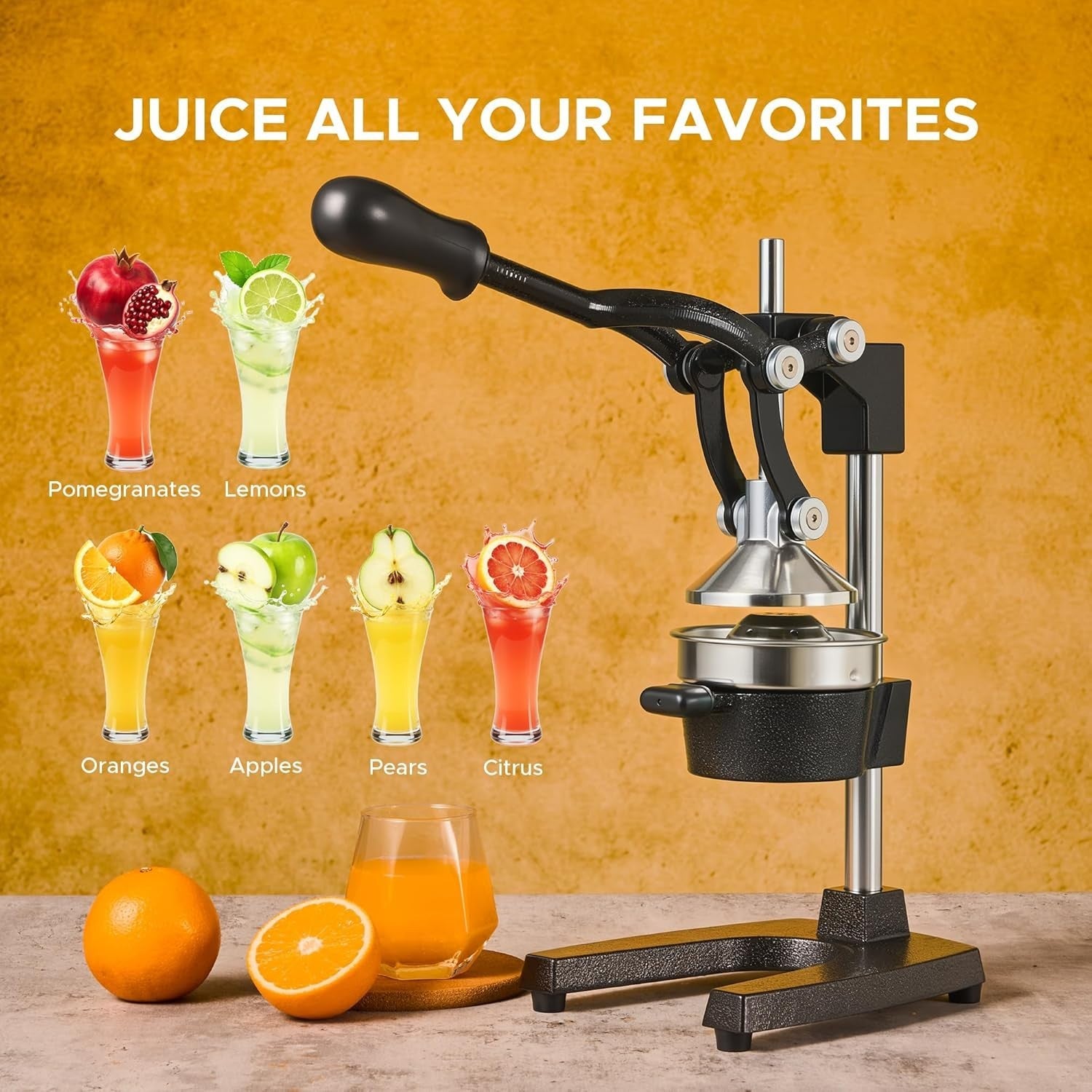 Cast Iron Manual Citrus Press Heavy Duty Juicer for Orange Lemon Lime