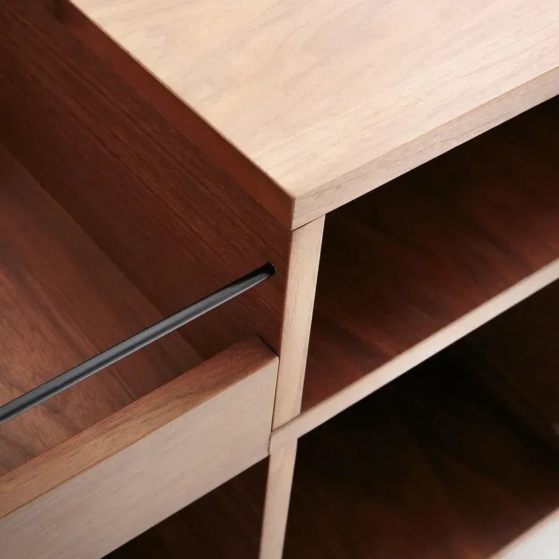 Walnut Vinyl Storage Cabinet Retro Sideboard Unit Media Console