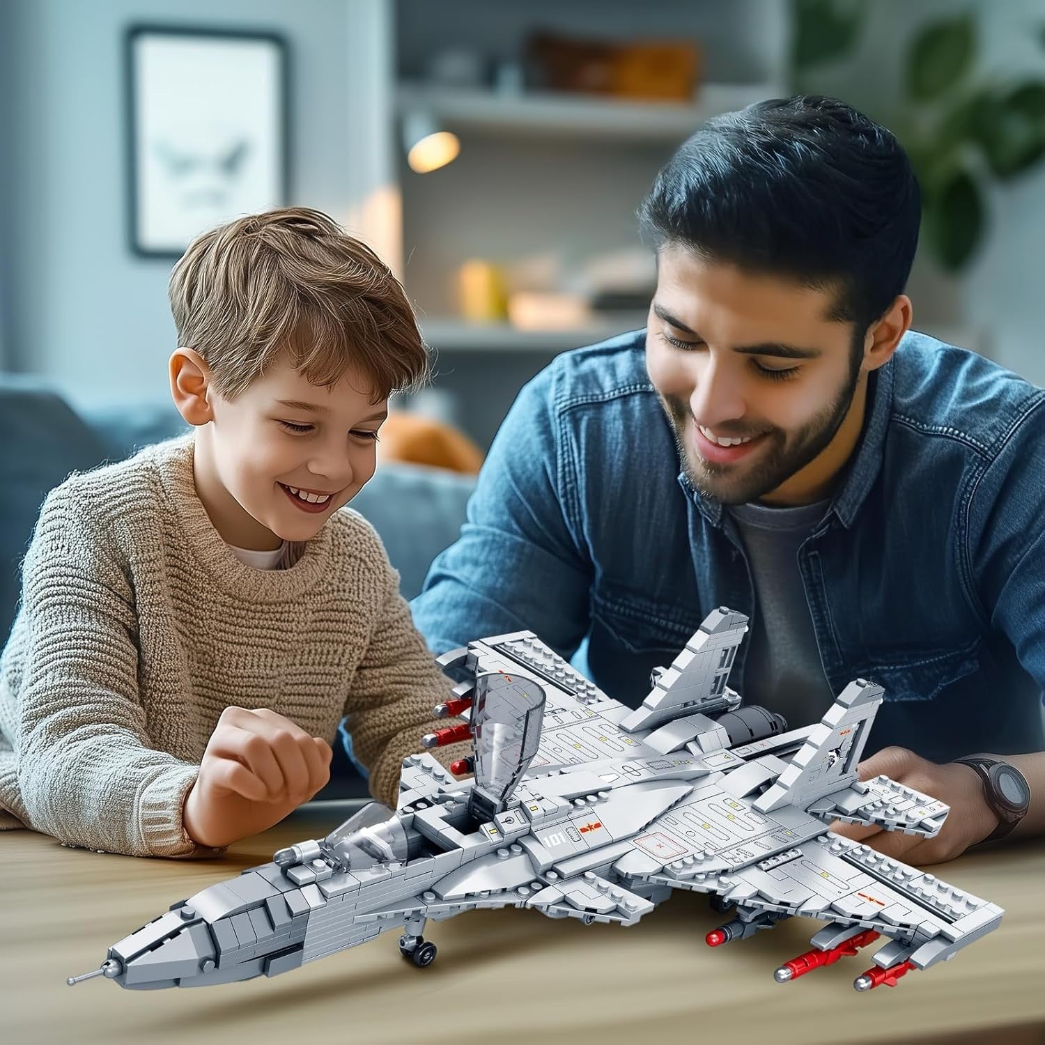 Military Jet Model Kit 1066PCS | Movable Wings STEM Gift Plane Toy 14+