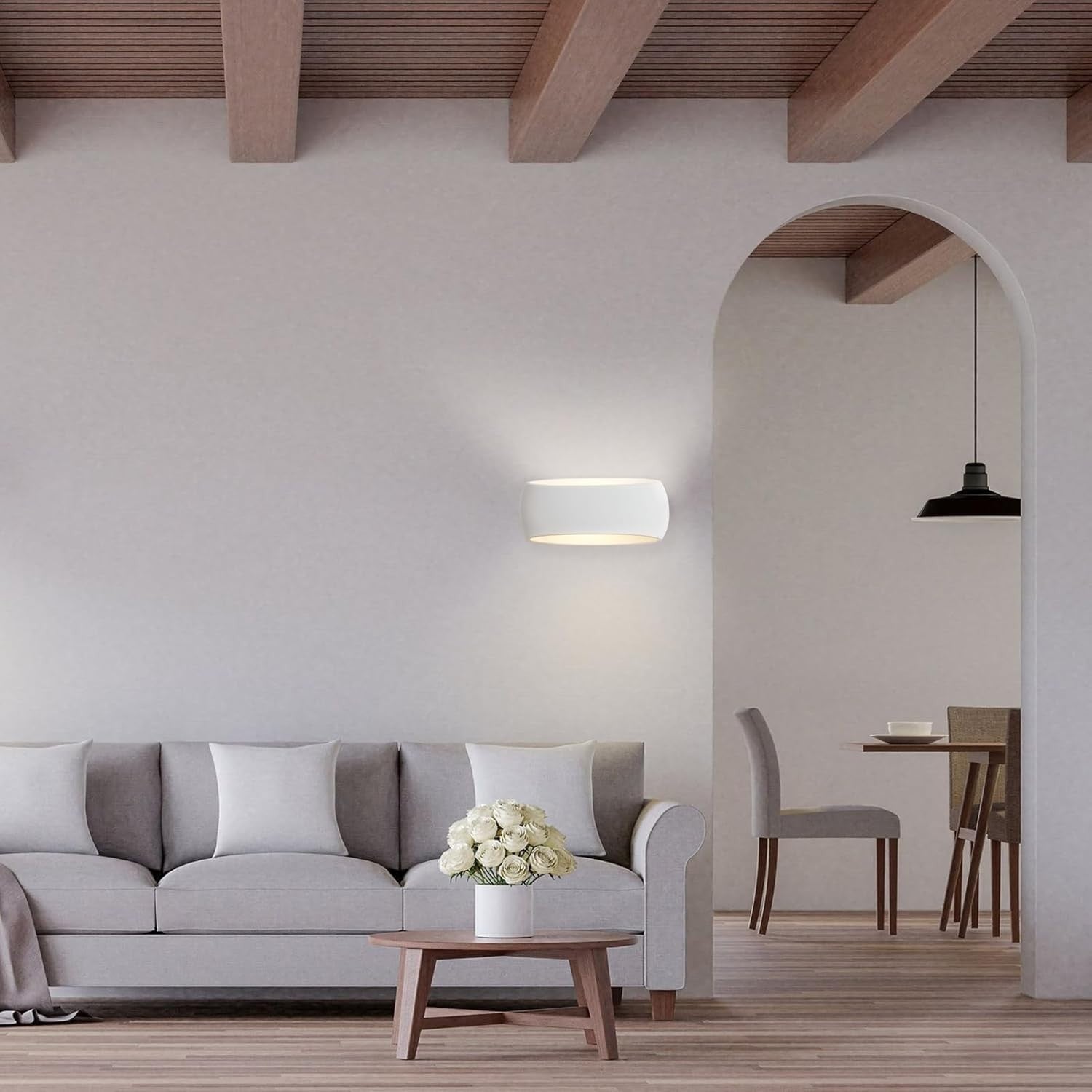 Modern White Wall Lights Uplight Downlight Plaster 2 Pack | 38cm XL