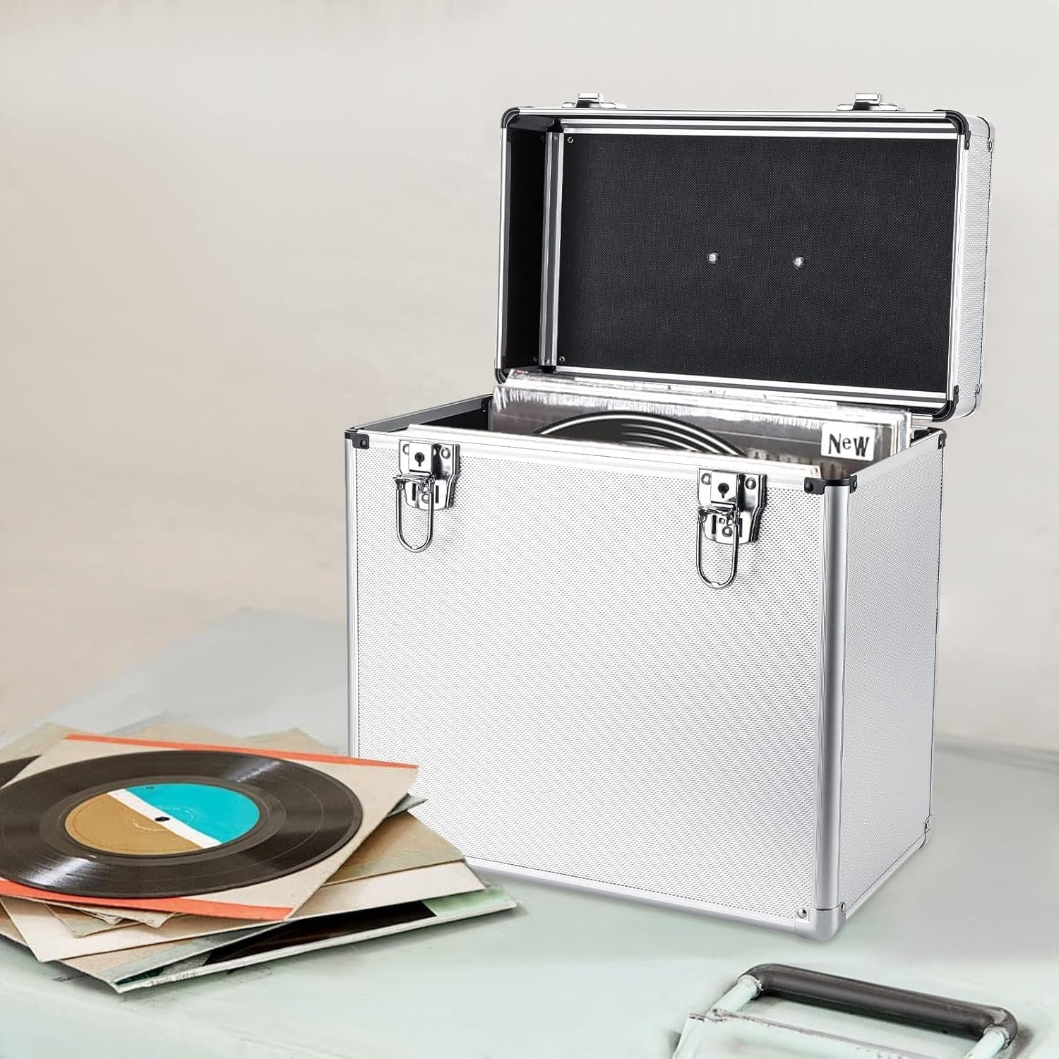 12" Vinyl Record Storage Case Lockable Aluminium DJ Flight Box 100 LPs