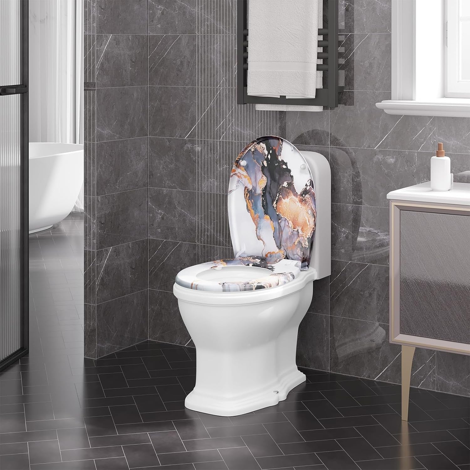 O-Shaped Toilet Seat Soft Close Quick Release Duroplast Adjustable Hinges 175kg