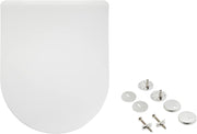 Luxury D Shape Soft Close Toilet Seat White Matt Finish Quick Release 36.5x43cm