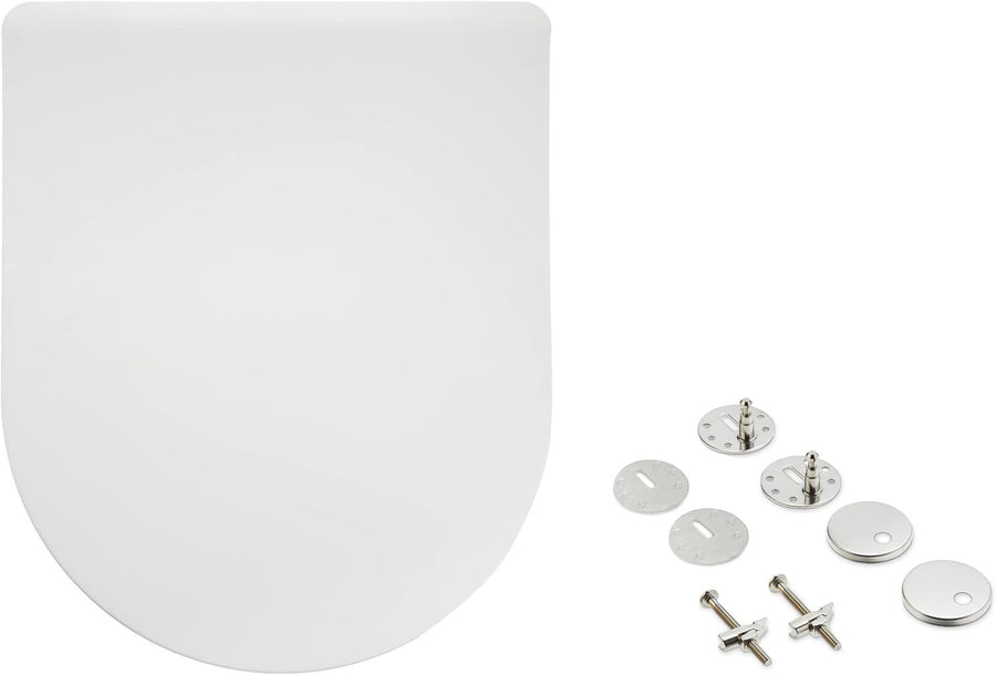 Luxury D Shape Soft Close Toilet Seat White Matt Finish Quick Release 36.5x43cm