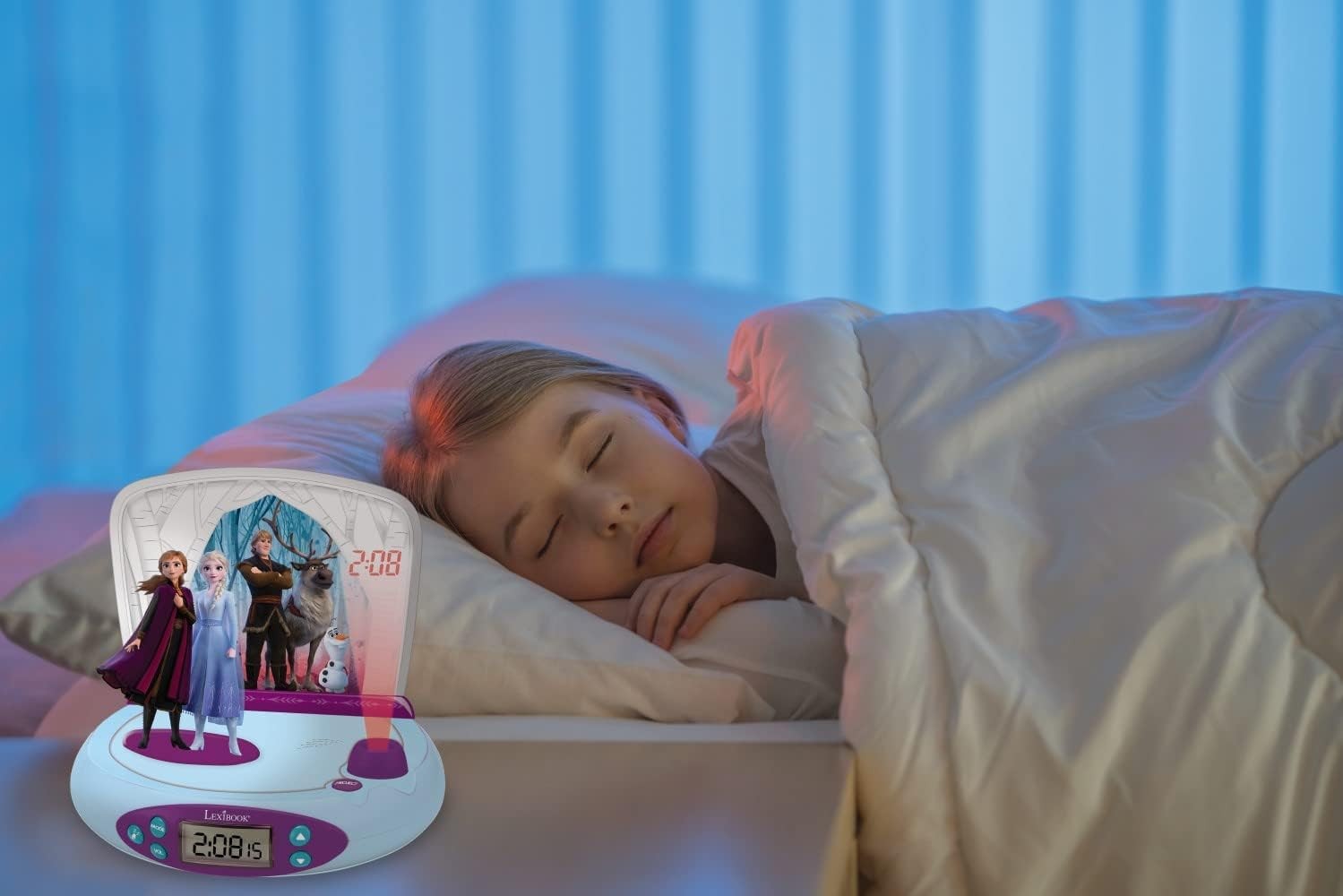Kids Projector Alarm Clock Night Light Ceiling Time Display Blue Bedroom