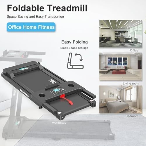Folding Bluetooth Treadmill Flat-Fold 10km/h 2HP App Sync Kinomap Zwift Home Use