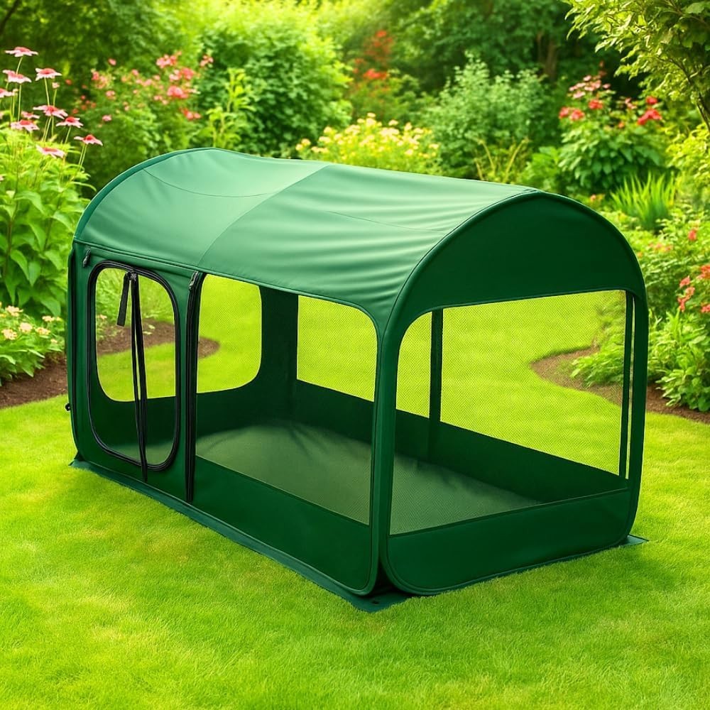 Portable Chicken Run Tunnel 2x1x1m Covered Pop Up Pet Enclosure