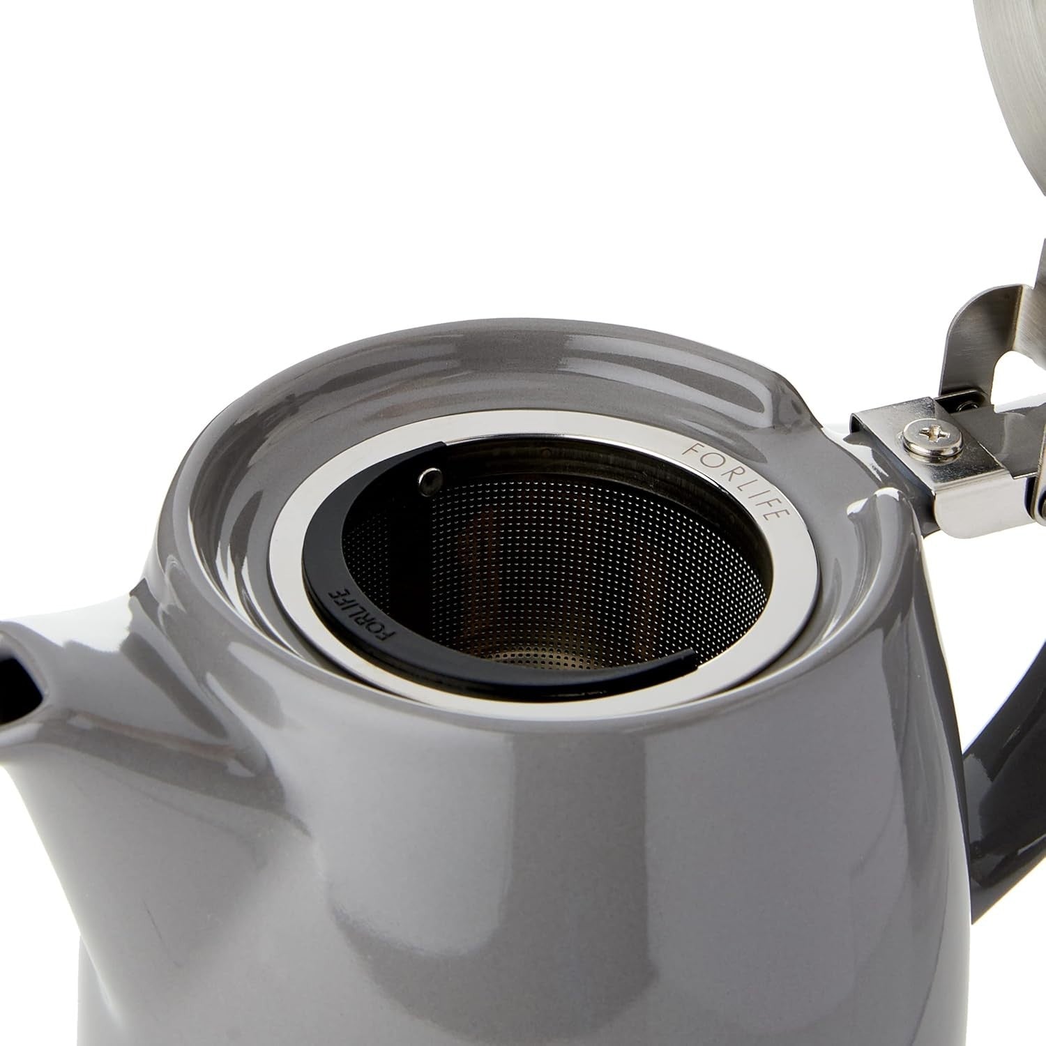 Ceramic Teapot 530ml Grey Tea Pot Stainless Steel Infuser Lid