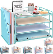 4-Tier Desk Organizer with Magazine Rack | Metal File & Paper Storage