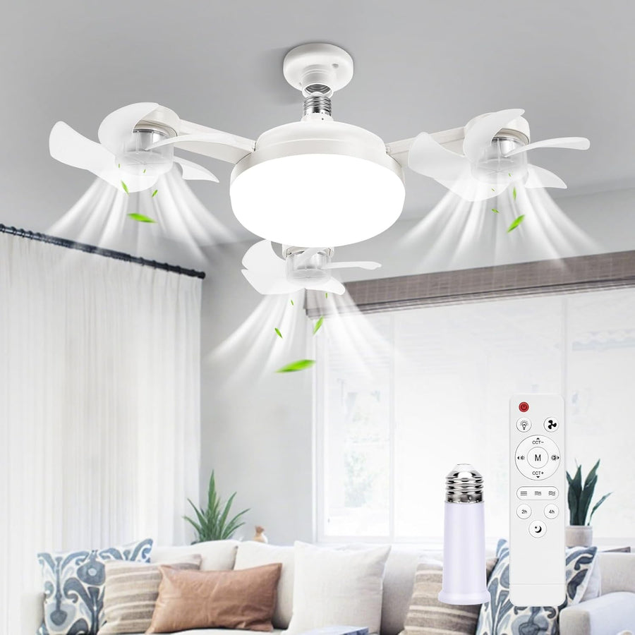 50W Ceiling Fan Light with Remote, 3-Head Drone, Dimmable LED, 3 Speeds