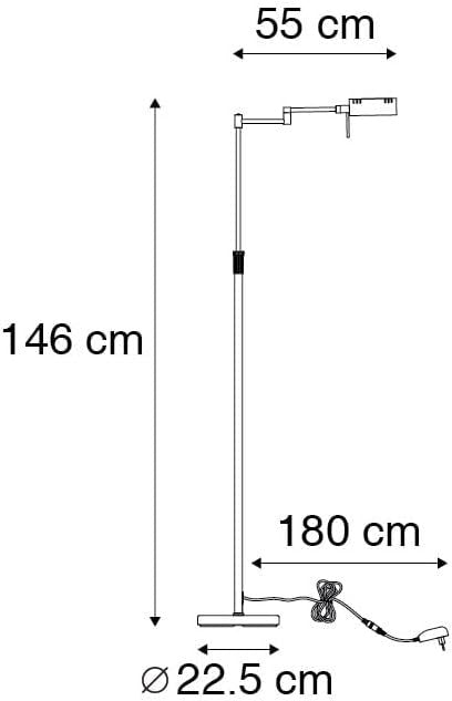 Brass LED Floor Lamp Touch Dimmer Tall Modern Standing Light Living Room